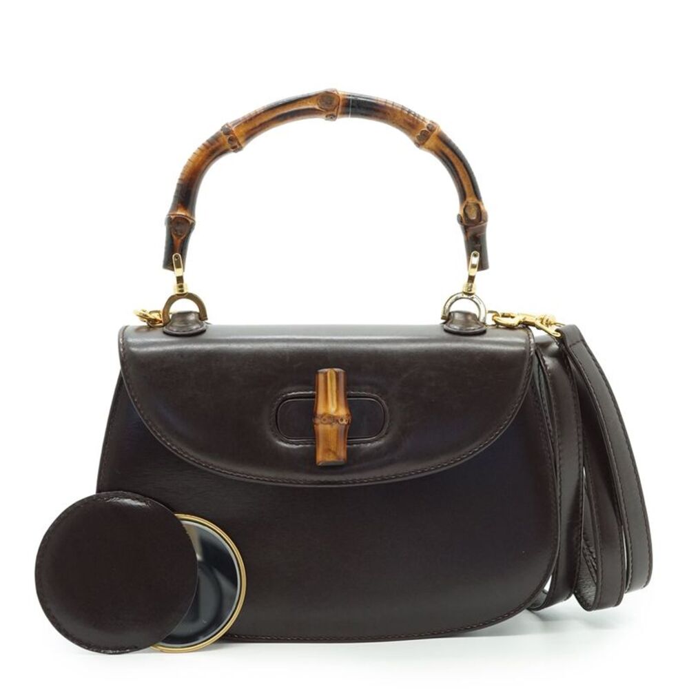 Gucci Vintage Leather Handbag Bamboo Top Handle